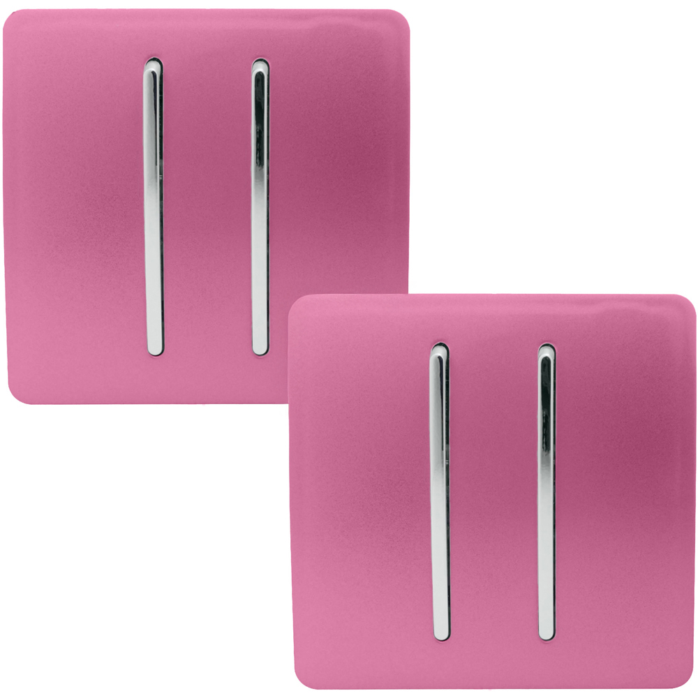Trendi Switch 2 Gang 1 or 2 Way Candy Pink Rocker Light Switch 2 Pack