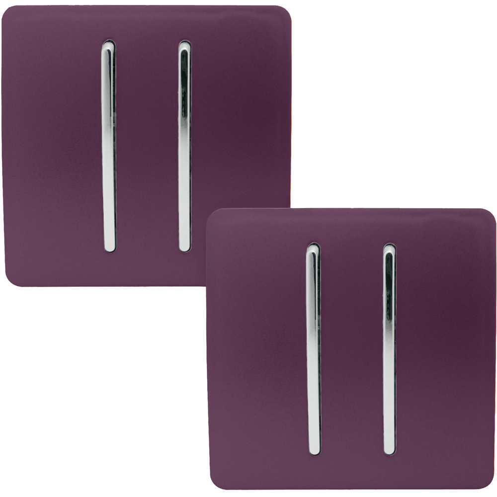 Trendi Switch 2 Gang 1 or 2 Way Plum Purple Rocker Light Switch 2 Pack