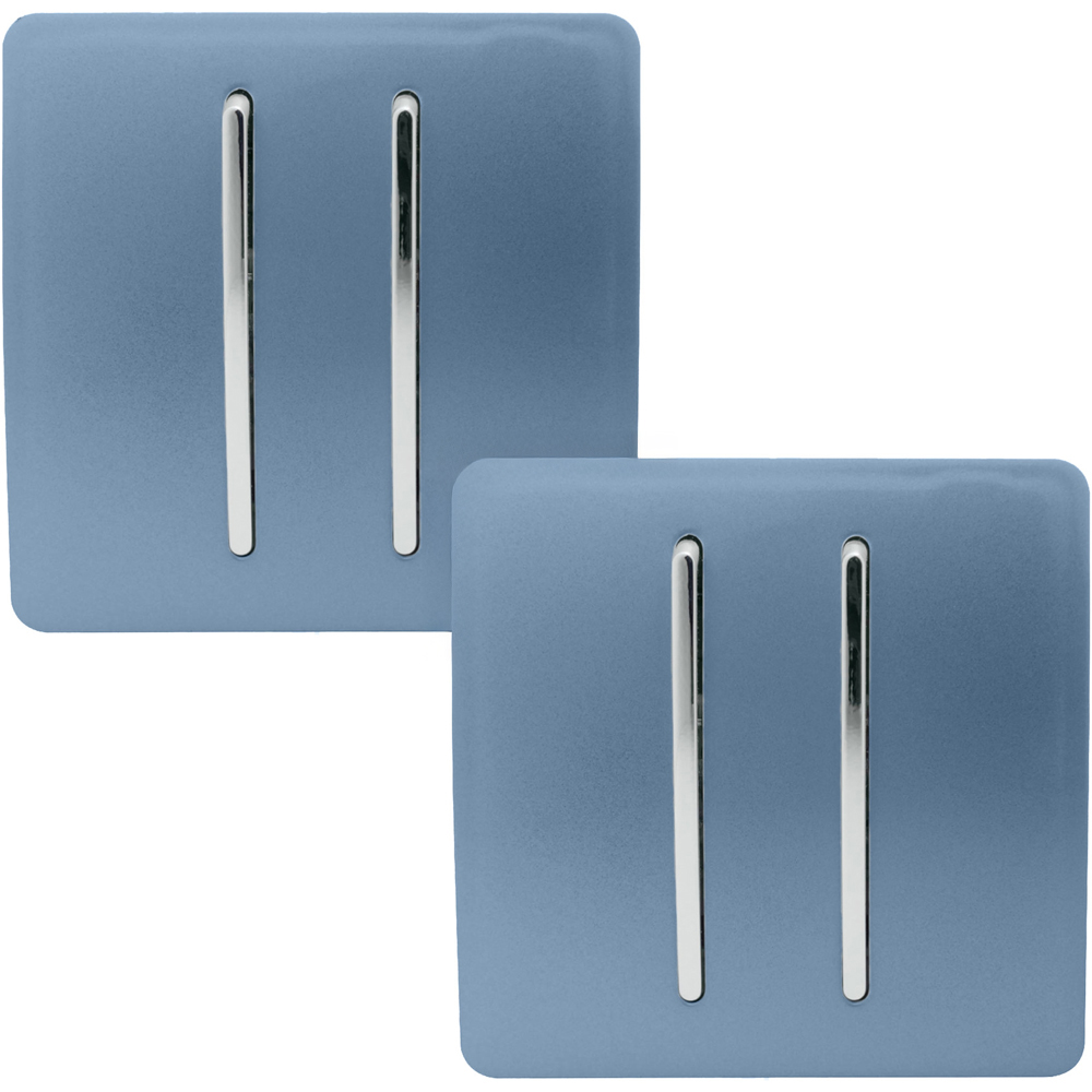 Trendi Switch 2 Gang 1 or 2 Way Sky Blue Rocker Light Switch 2 Pack