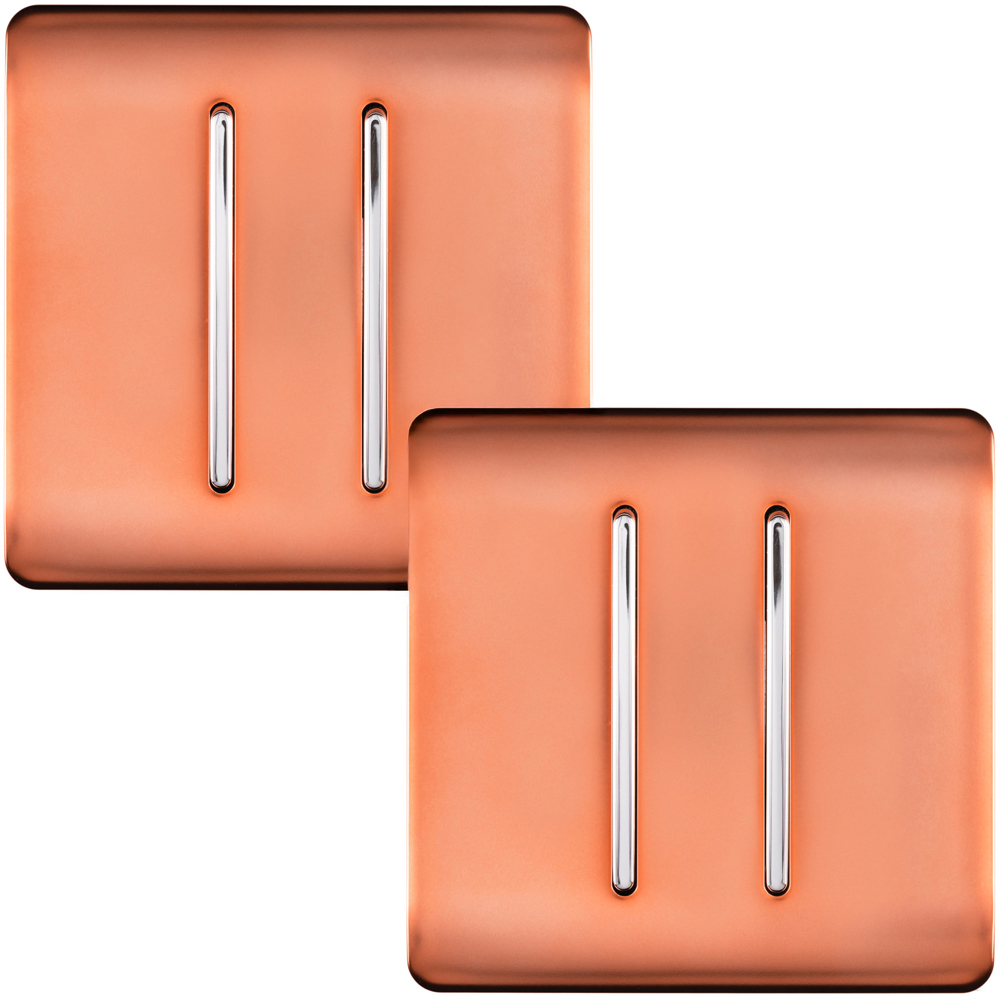 Trendi Switch 2 Gang 1 or 2 Way Copper Rocker Light Switch 2 Pack