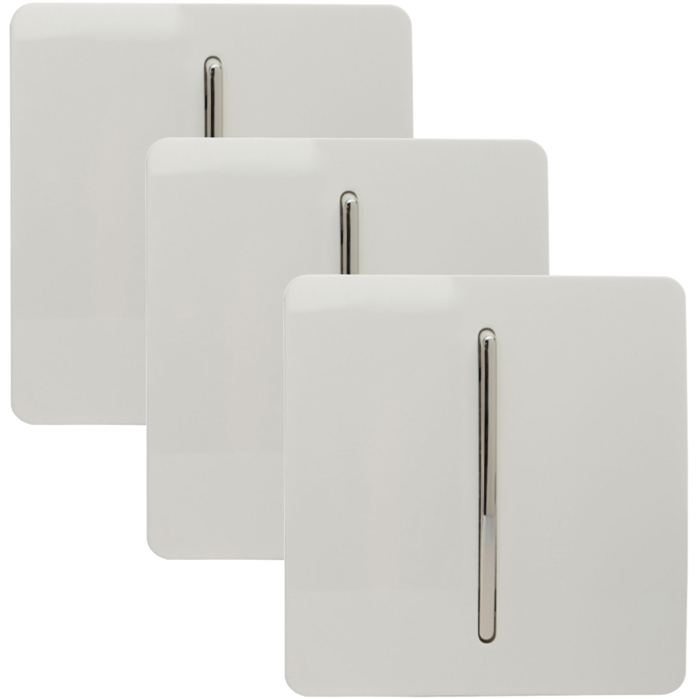 Trendi Switch 1 Gang 1 or 2 Way Ice White Rocker Light Switch 3 Pack