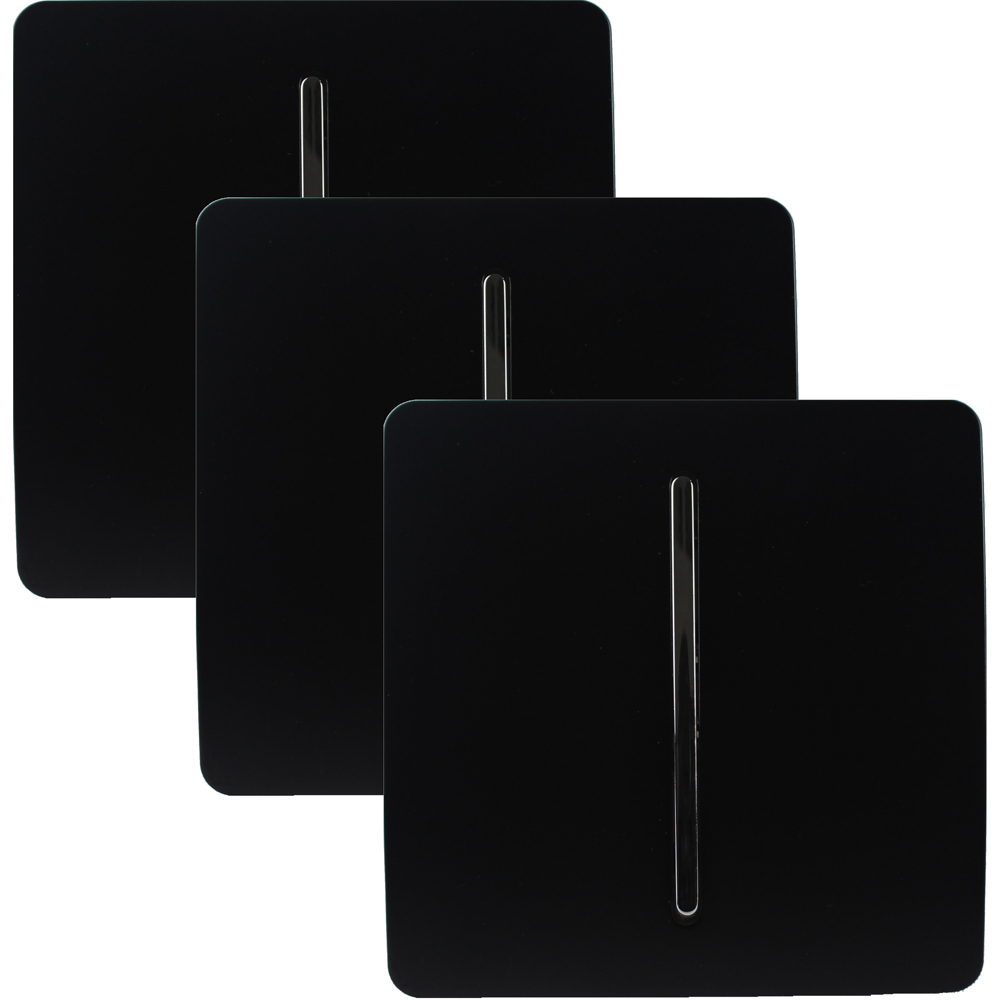 Trendi Switch 1 Gang 1 or 2 Way Matt Black Rocker Light Switch 3 Pack