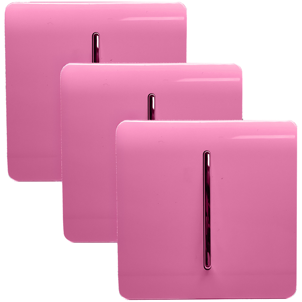 Trendi Switch 1 Gang 1 or 2 Way Candy Pink Rocker Light Switch 3 Pack