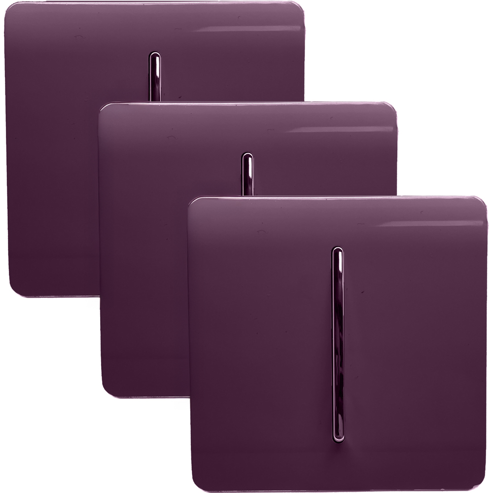 Trendi Switch 1 Gang 1 or 2 Way Plum Purple Rocker Light Switch 3 Pack