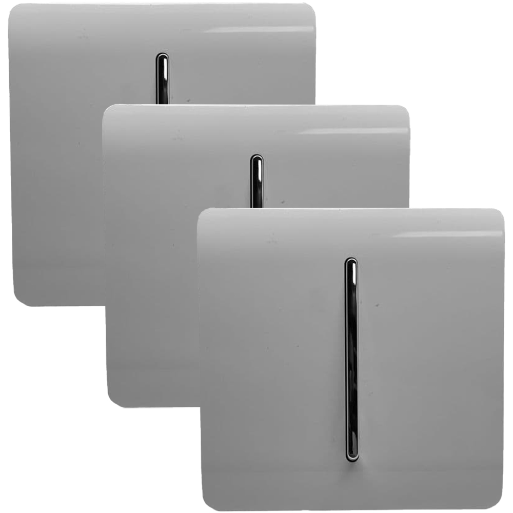 Trendi Switch 1 Gang 1 or 2 Way Light Grey Rocker Light Switch 3 Pack