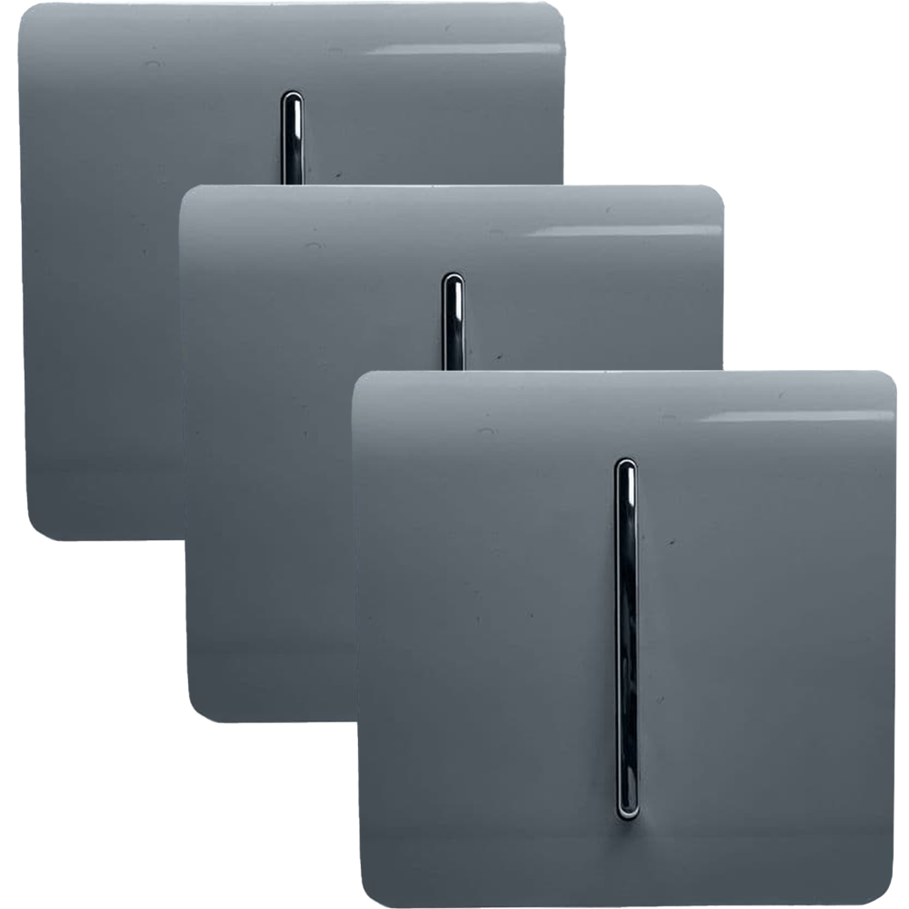 Trendi Switch 1 Gang 1 or 2 Way Warm Grey Rocker Light Switch 3 Pack