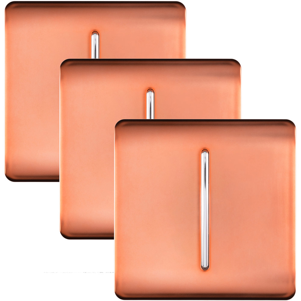Trendi Switch 1 Gang 1 or 2 Way Copper Rocker Light Switch 3 Pack