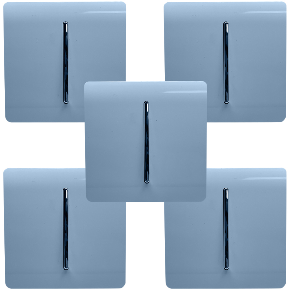 Trendi Switch 1 Gang 1 or 2 Way Sky Blue Rocker Light Switch 5 Pack