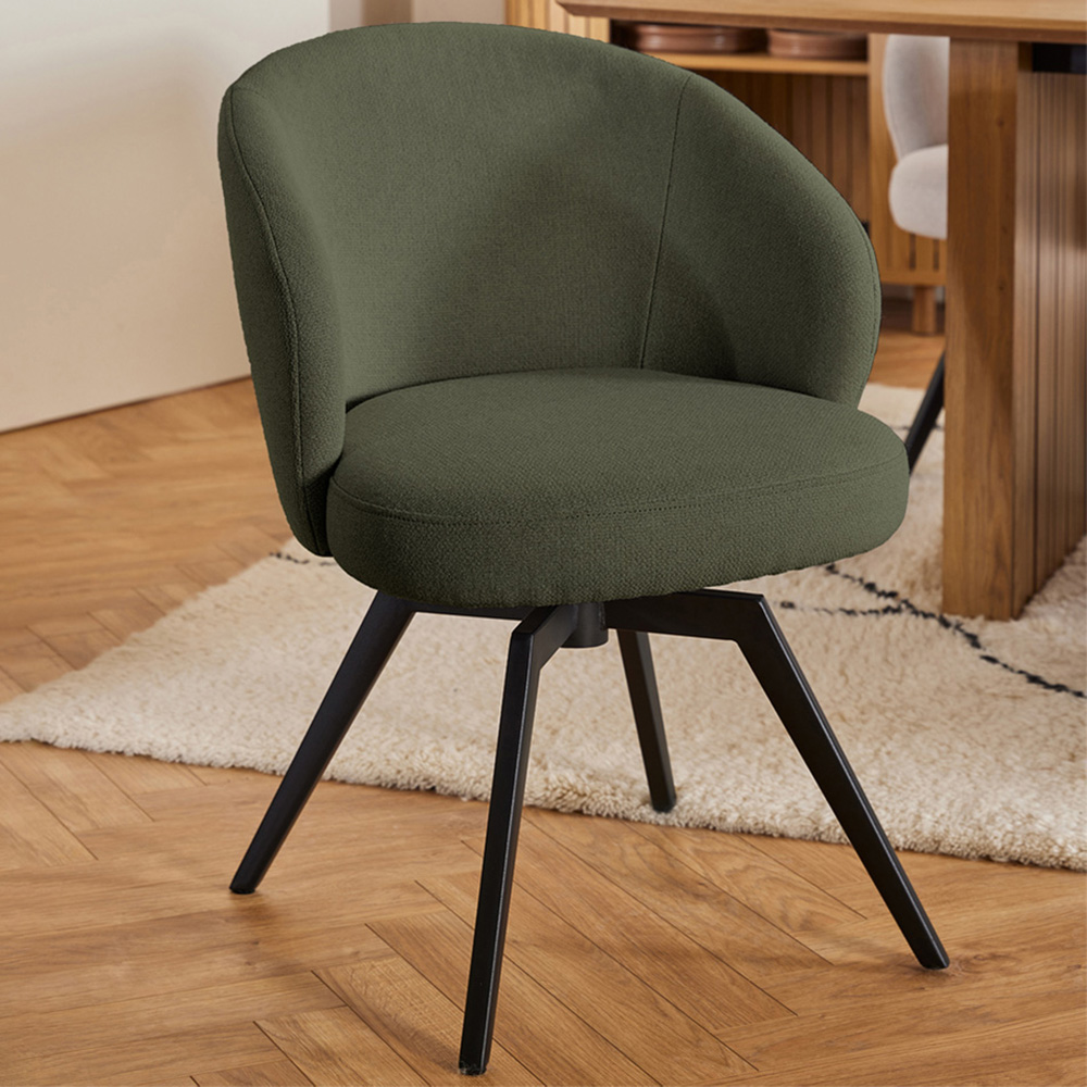 Florence Darlene Swivel Dining Chair - Armrest - Alea Fabric Green - Auto-Return - Furniture To Go