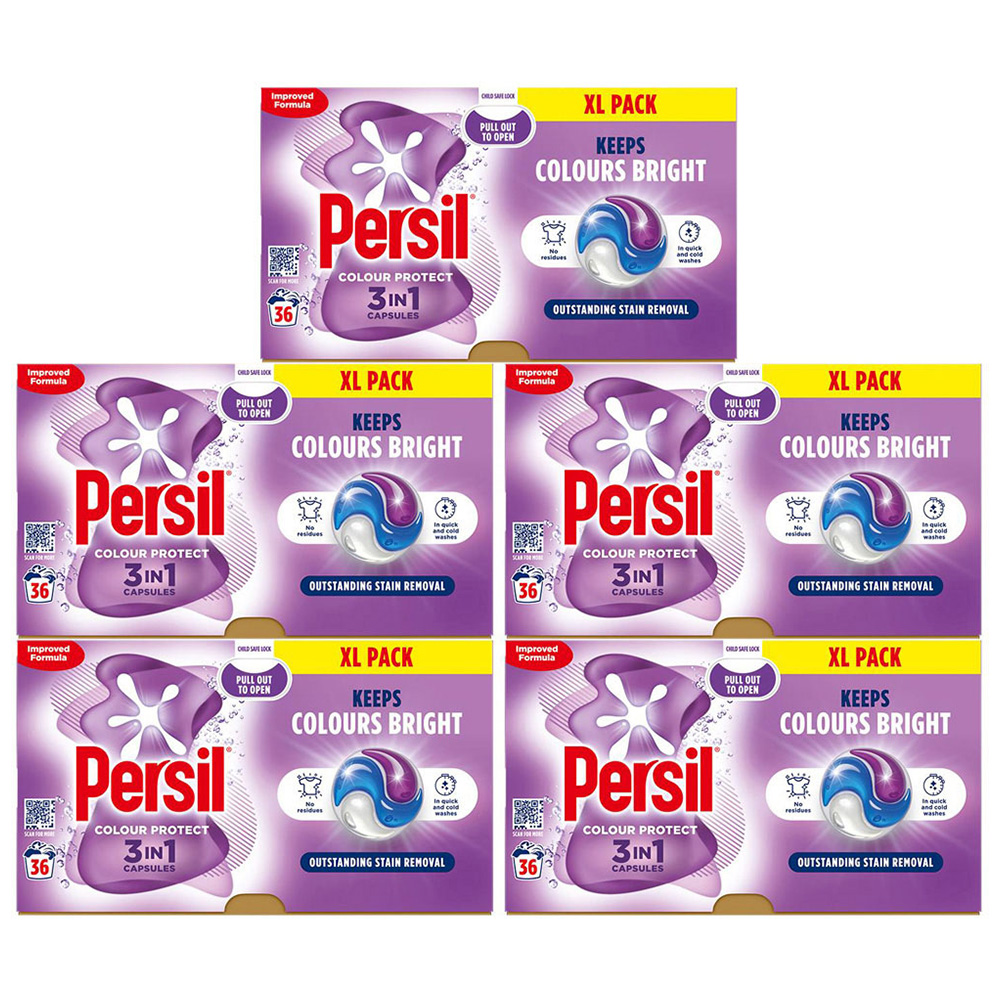 Persil Colour Protect 3 in 1 Washing Capsules XL 36 Washes 5 Pack