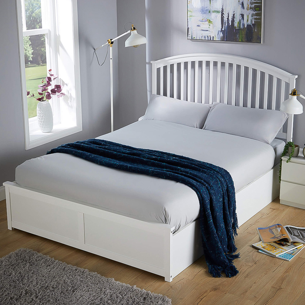 Home Source Madrid King Size White End Lift Ottoman Storage Bed