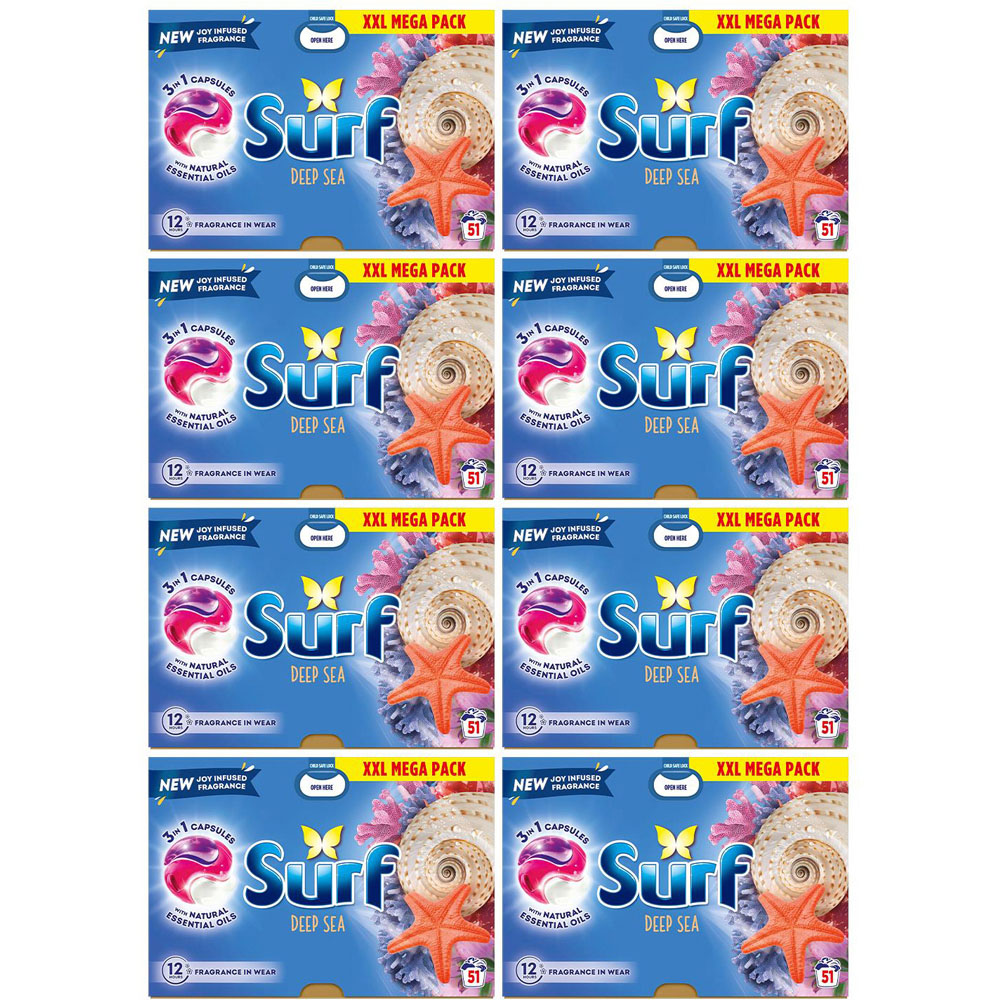 Surf 3 in 1 Deep Sea Washing Capsules 51 Washes 8 Pack