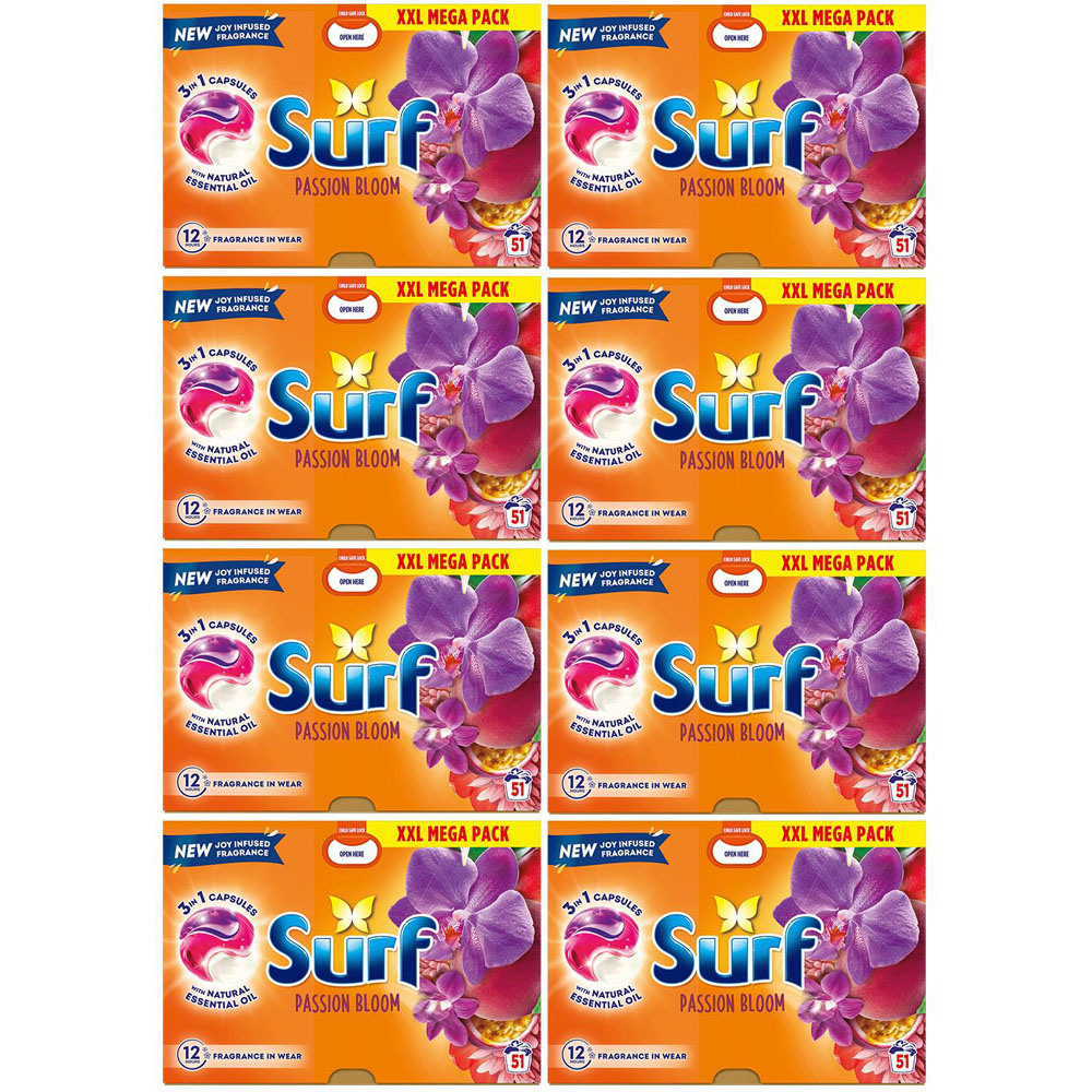 Surf 3 in 1 Passion Bloom Washing Capsules 51 Washes 8 Pack