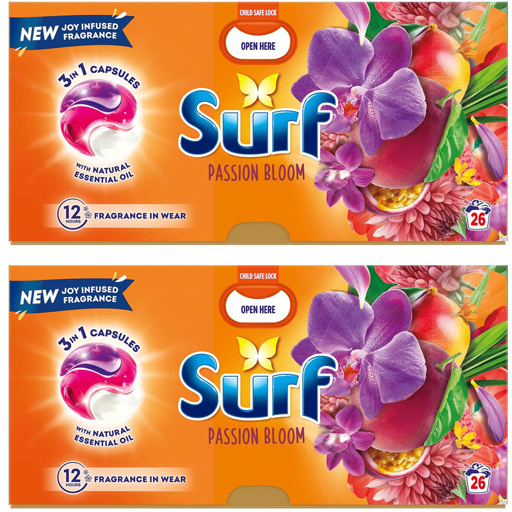 Surf 3 in 1 Passion Bloom Washing Capsules 26 Washes 2 Pack