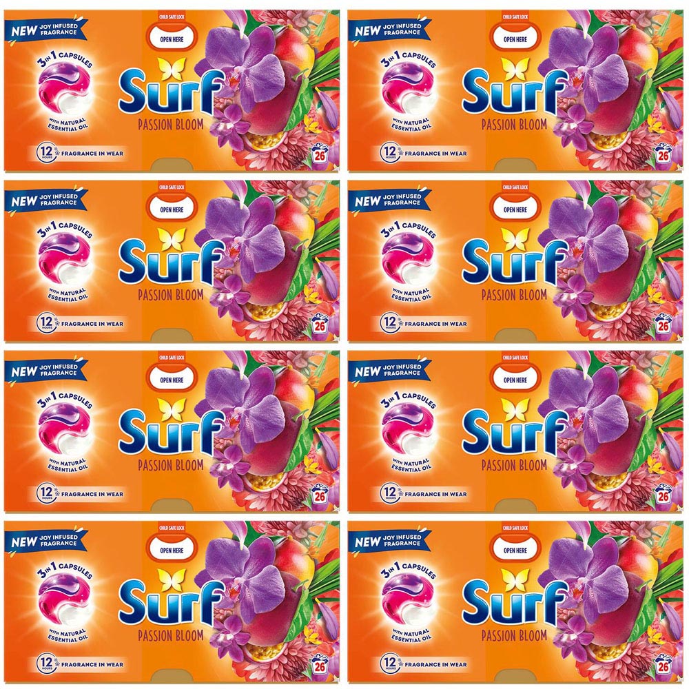 Surf 3 in 1 Passion Bloom Washing Capsules 26 Washes 8 Pack