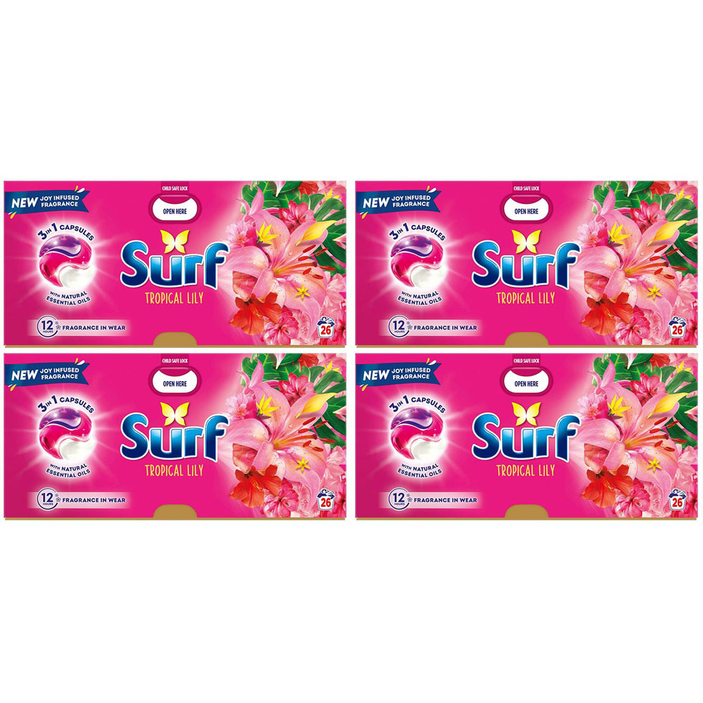 Surf 3 in 1 Tropical Lily Washing Capsules 26 Washes 4 Pack