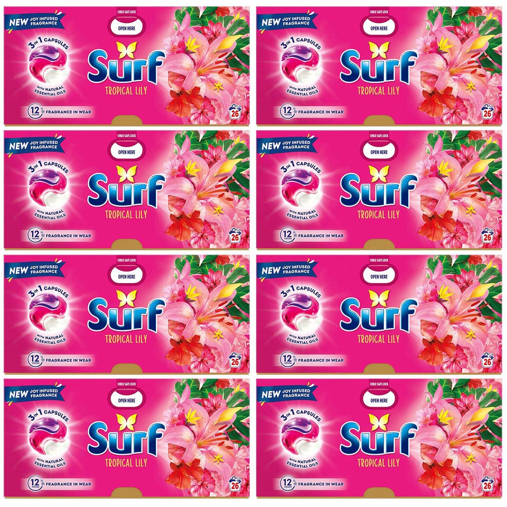 Surf 3 in 1 Tropical Lily Washing Capsules 26 Washes 8 Pack
