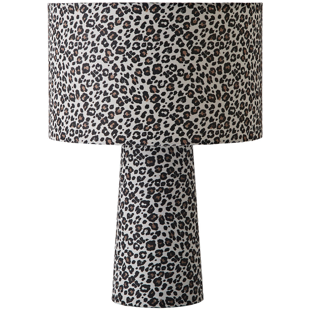 ValueLights Bertie Leopard Print Fabric Table Lamp - Cream LED Lighting