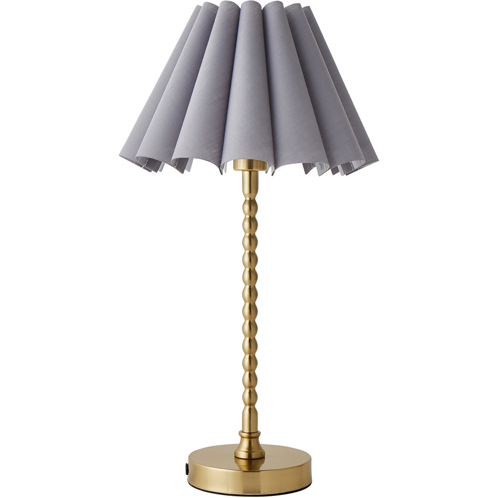 ValueLights Maeve Table Lamp - Grey Scallop Shade, Gold Bobble Base - Modern Accent Lighting