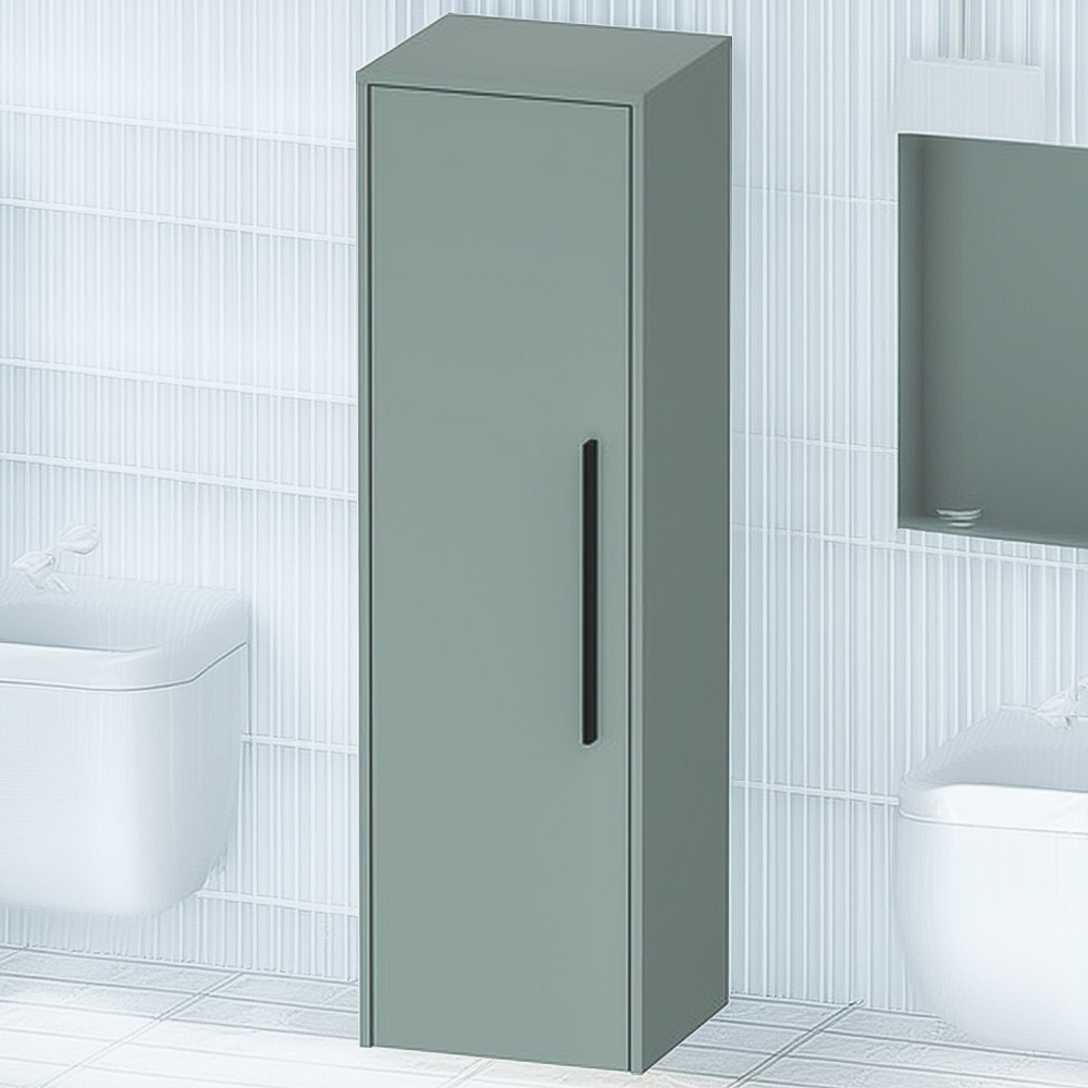 Duravit D-Code Single Left Door Fjord Green Semi-Tall Cabinet with Black Handle 1320 x 400mm