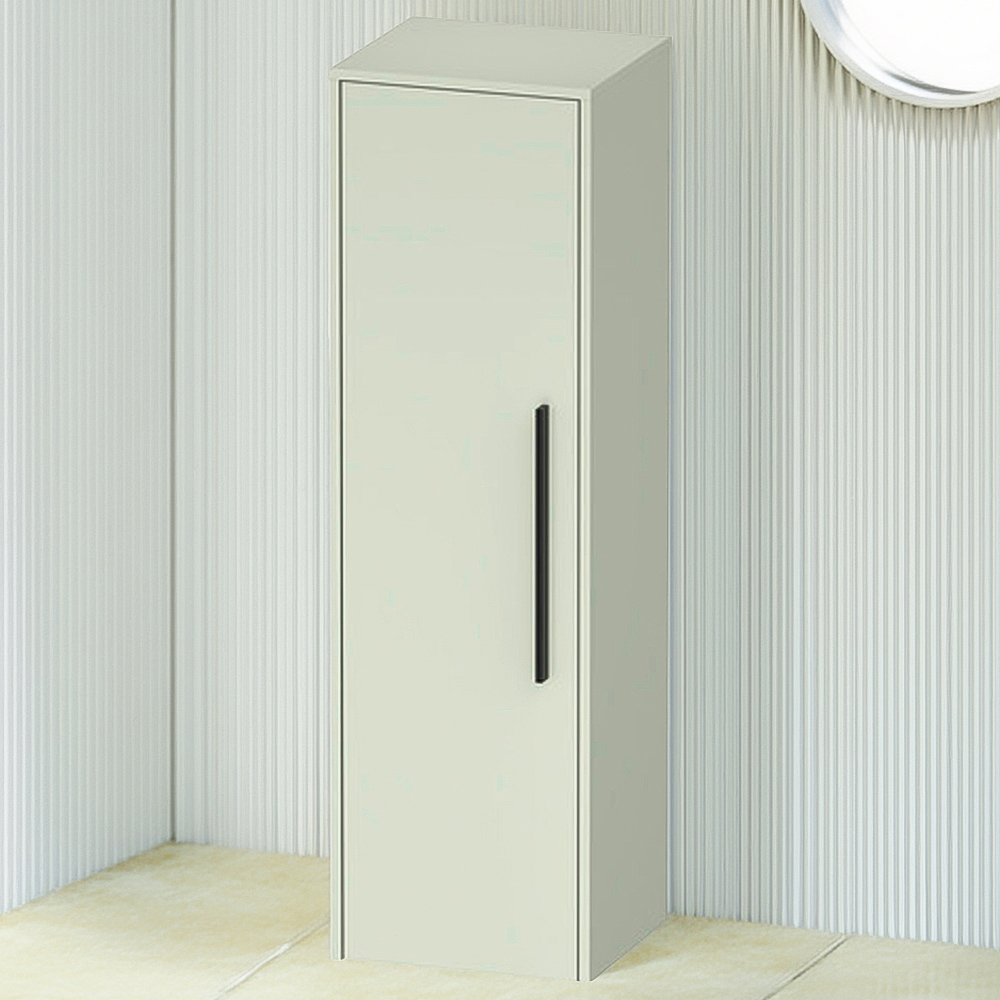 Duravit D-Code Single Left Door Pale Green Semi-Tall Cabinet with Black Handle 1320 x 400mm