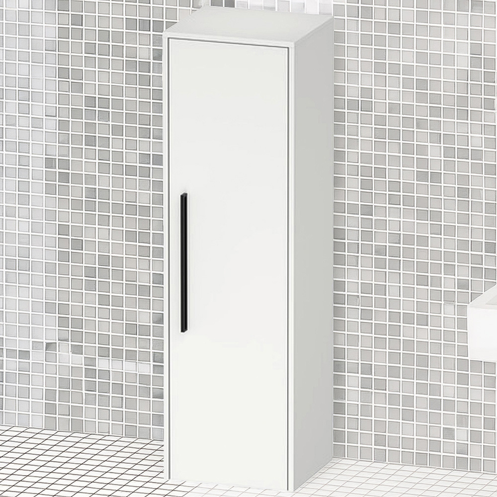 Duravit D-Code Single Right Door Matt White Semi-Tall Cabinet with Black Handle 1320 x 400mm