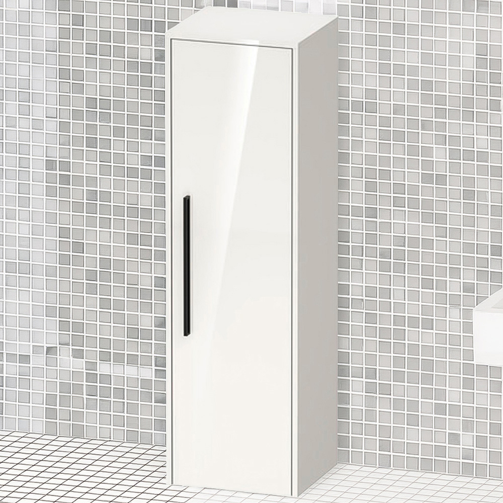 Duravit D-Code Single Right Door Gloss White Semi-Tall Cabinet with Black Handle 1320 x 400mm