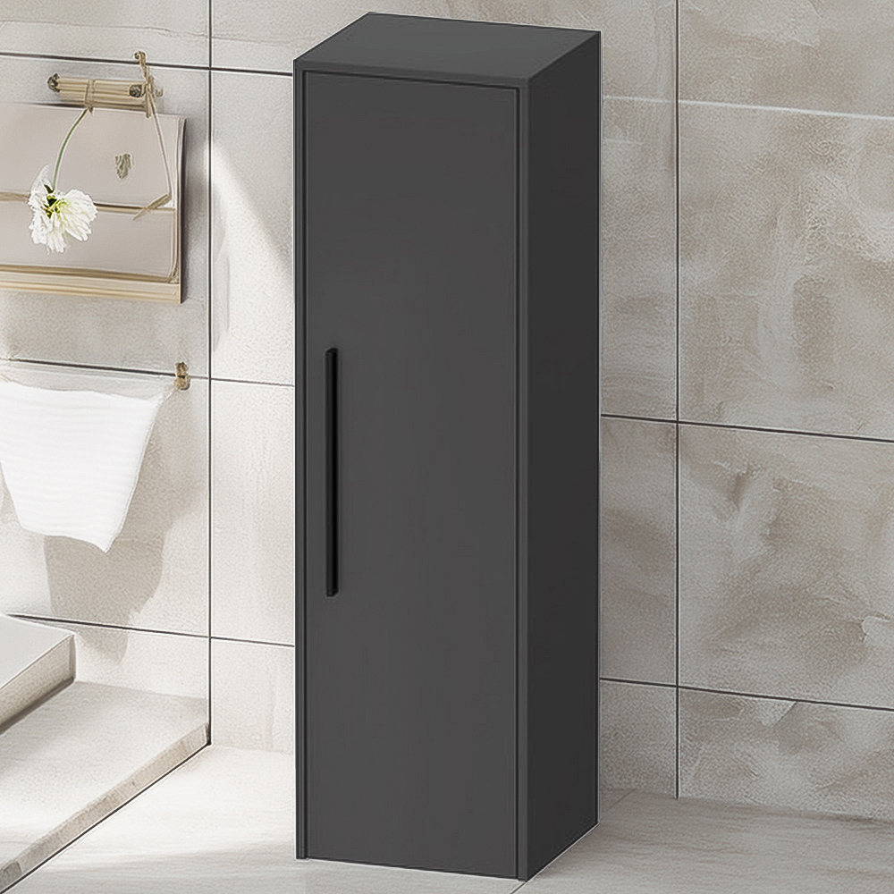Duravit D-Code Single Right Door Matt Graphite Semi-Tall Cabinet with Black Handle 1320 x 400mm
