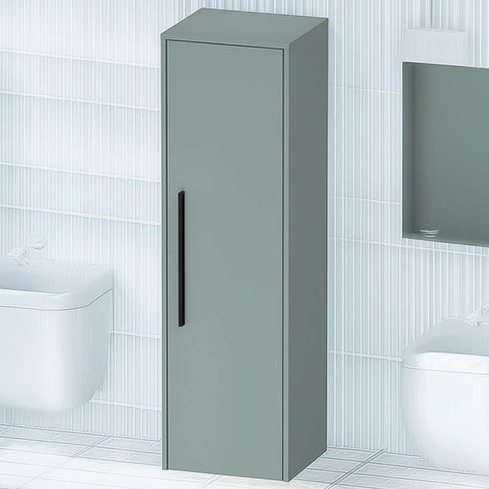 Duravit D-Code Single Right Door Fjord Green Semi-Tall Cabinet with Black Handle 1320 x 400mm