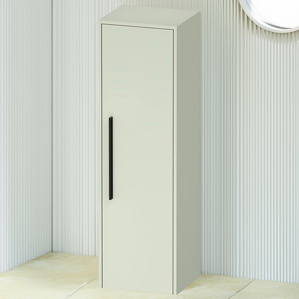 Duravit D-Code Single Right Door Pale Green Semi-Tall Cabinet with Black Handle 1320 x 400mm