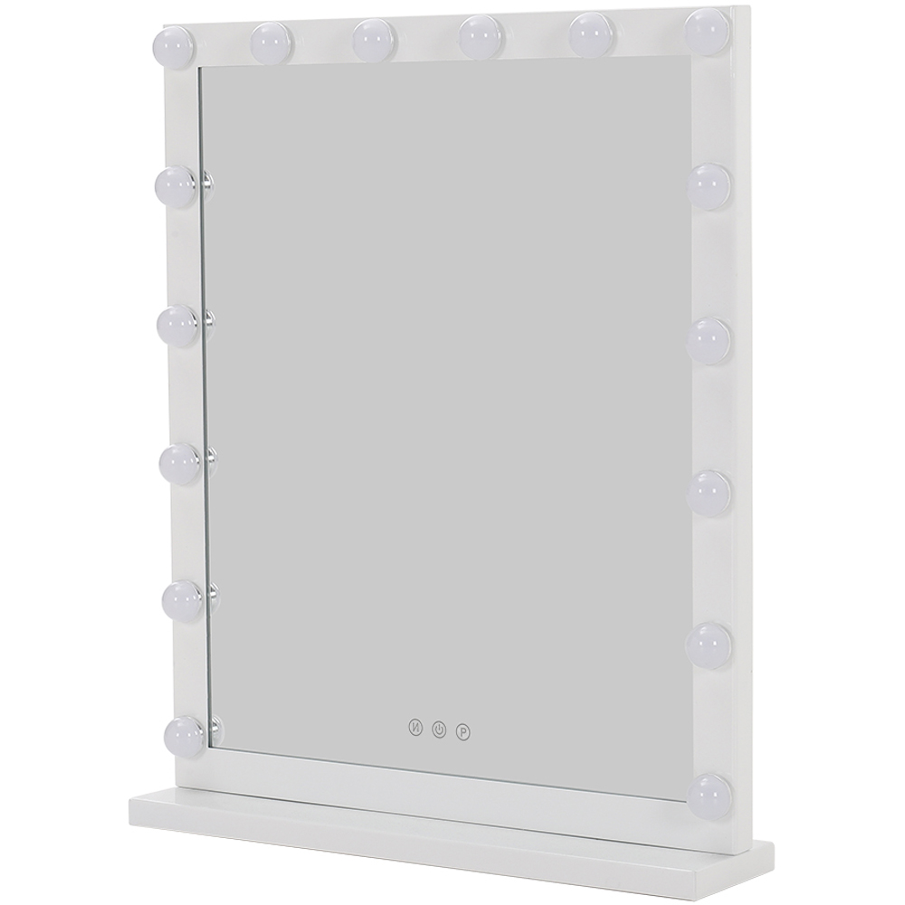Living and Home White Rectangular Hollywood LED Makeup Mirror with Stand