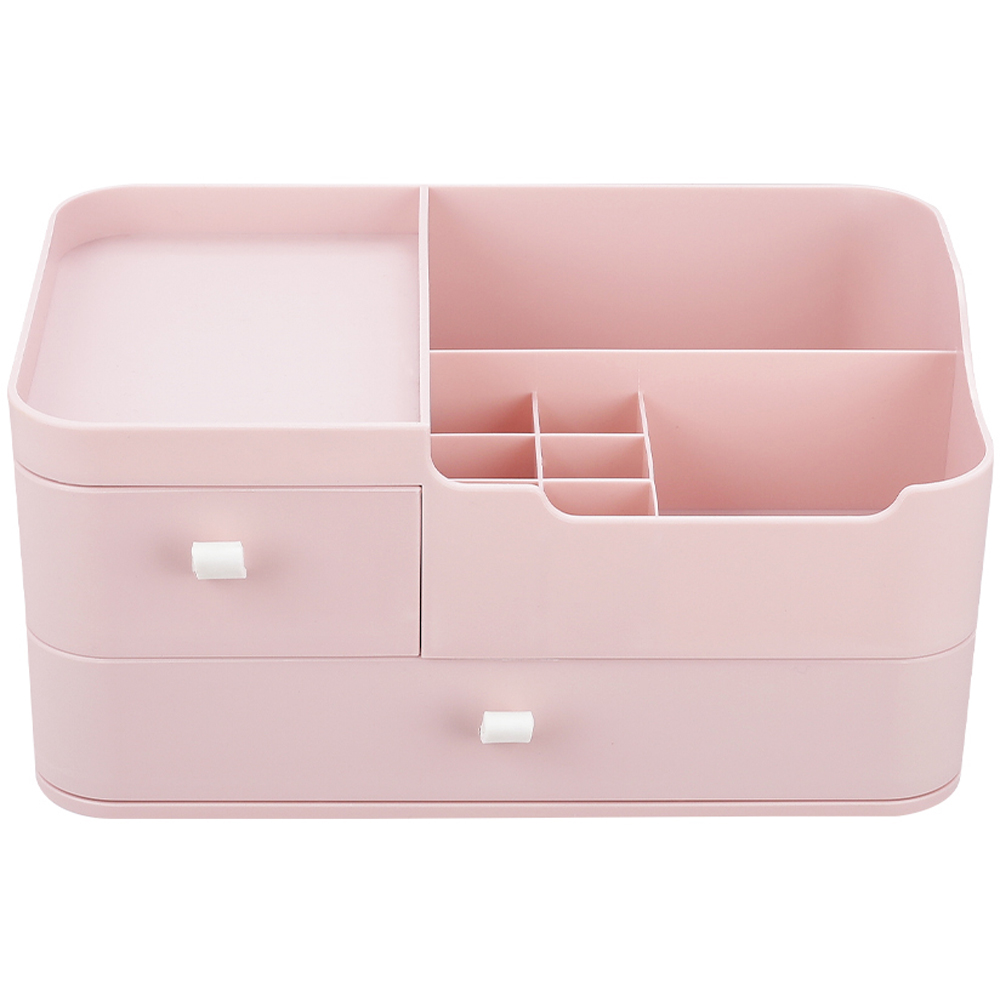 Living and Home 2 Drawer Pink Plastic Desktop Makeup Organiser
