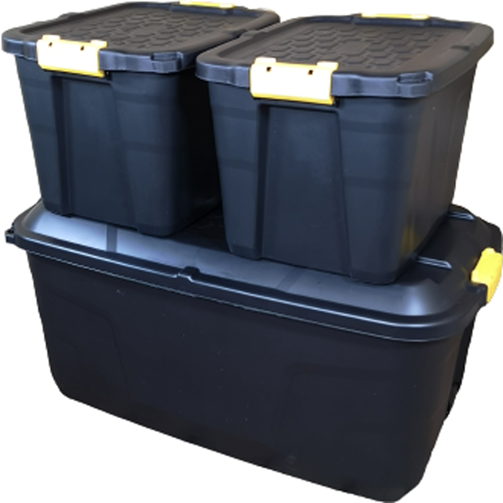 Samuel Alexander 145L and 60L Heavy Duty Storage Chest with Clips 3 Pack