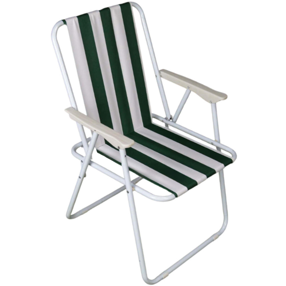 Samuel Alexander Green and White Folding Camping Chair Set of 3