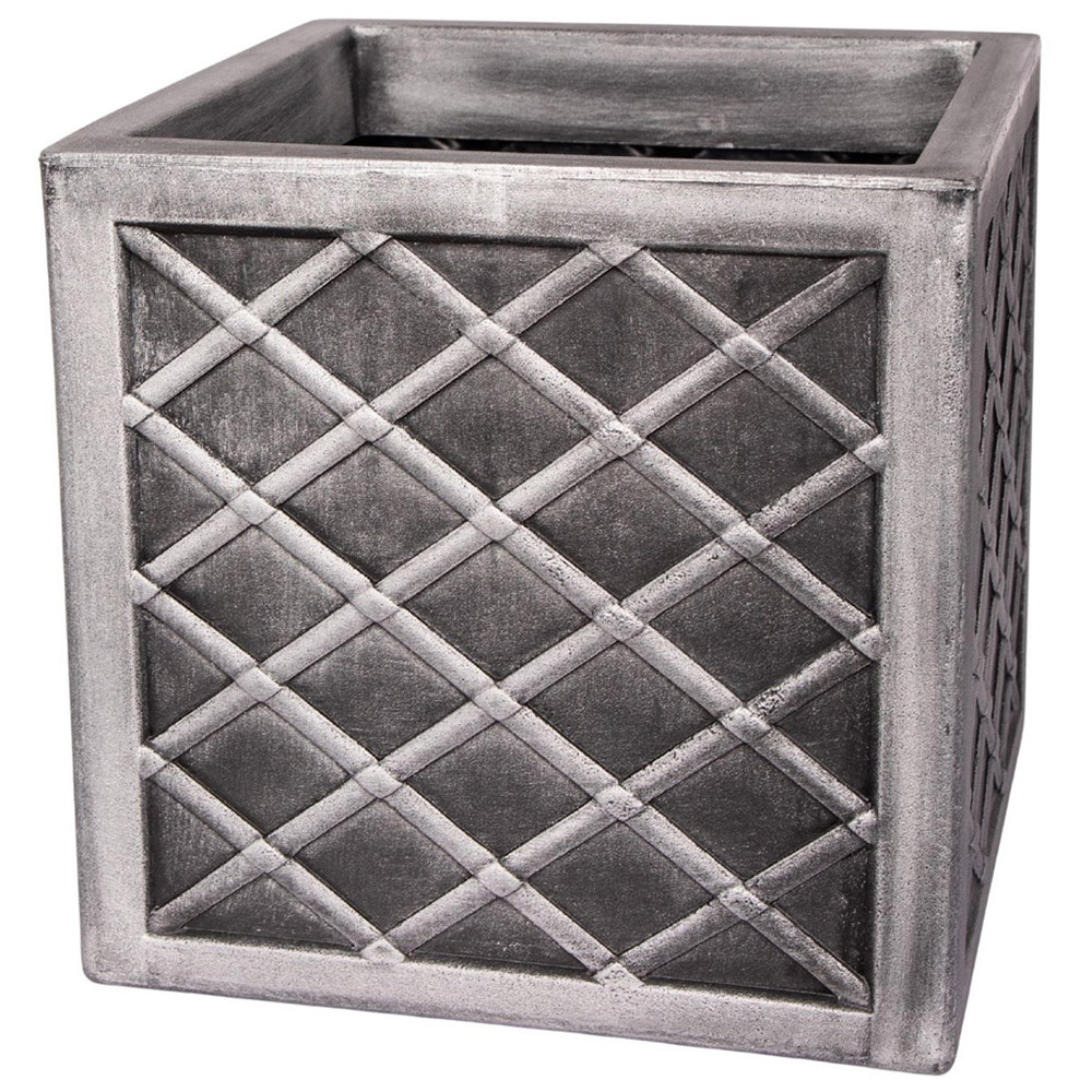 Samuel Alexander Pewter Grey Square Plastic Garden Planter 30cm