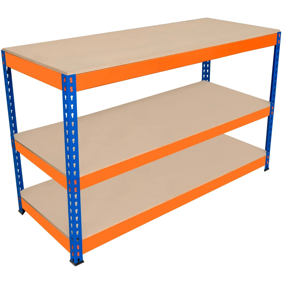 MonsterShop S-Rax 3 Shelf Blue and Orange Workbench 150 x 60cm
