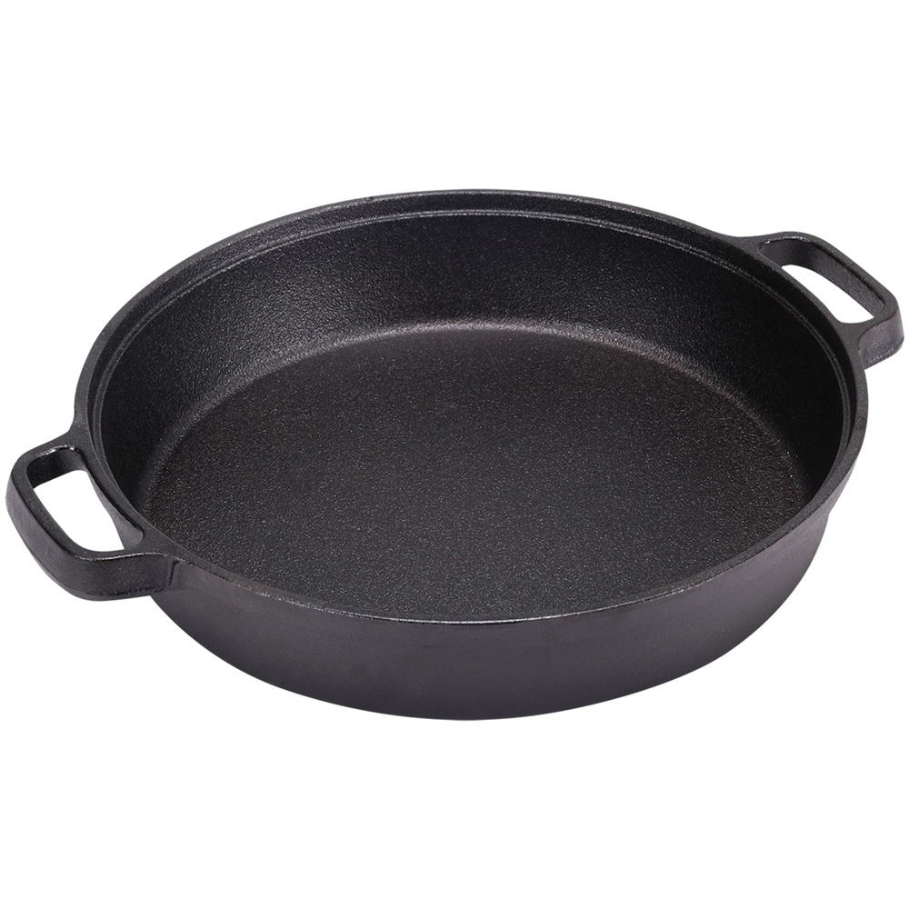 Living and Home Dia Cast Iron Round Skillet with Dual Handle 32cm