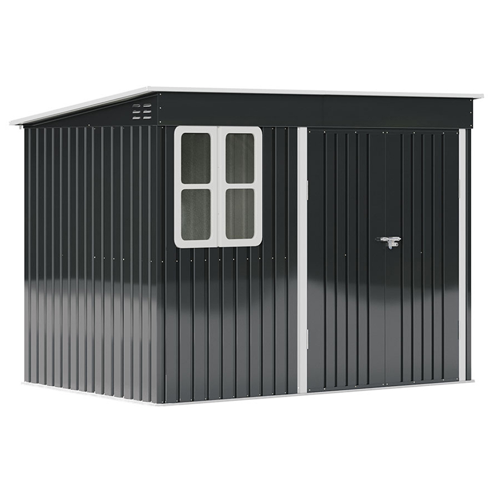 Living and Home 9 x 6ft Galvanised Metal Storage Shed with Vent