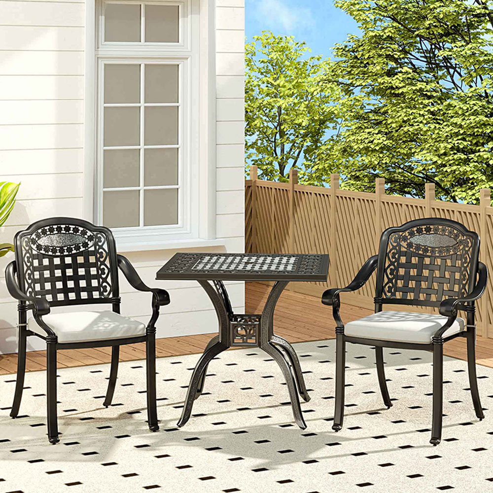 Living and Home 2 Seater Black Cast Aluminium Bistro Set
