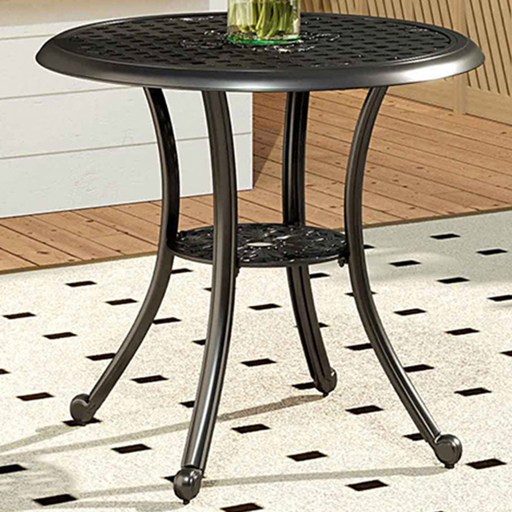 Living and Home Cast Aluminium Round Bistro Table with Parasol Hole