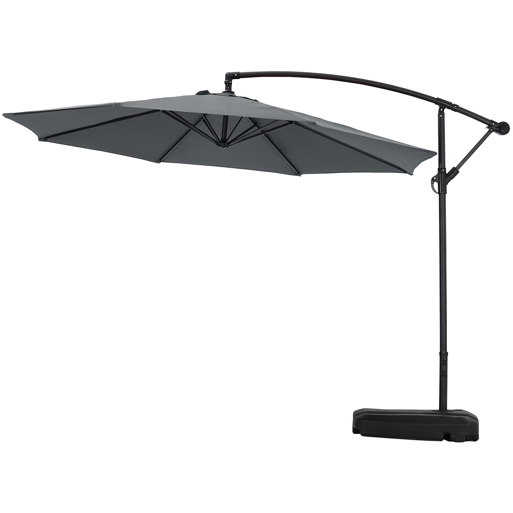 Living and Home Dark Grey Cantilever Parasol 3m with 60L Fillable Base