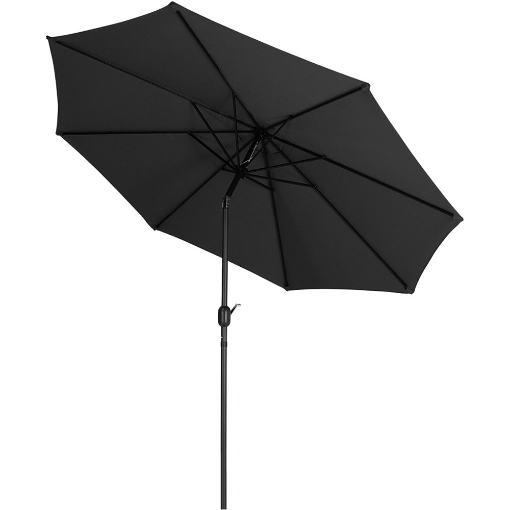 Living and Home Black Crank and Tilt Parasol with Foldable Base 3m