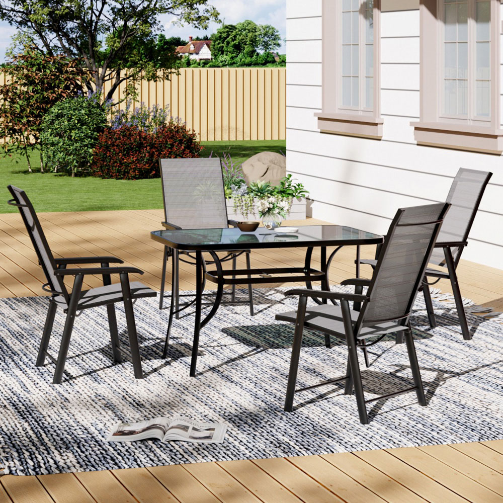 Living and Home Foldable 4 Seater Black Dining Set