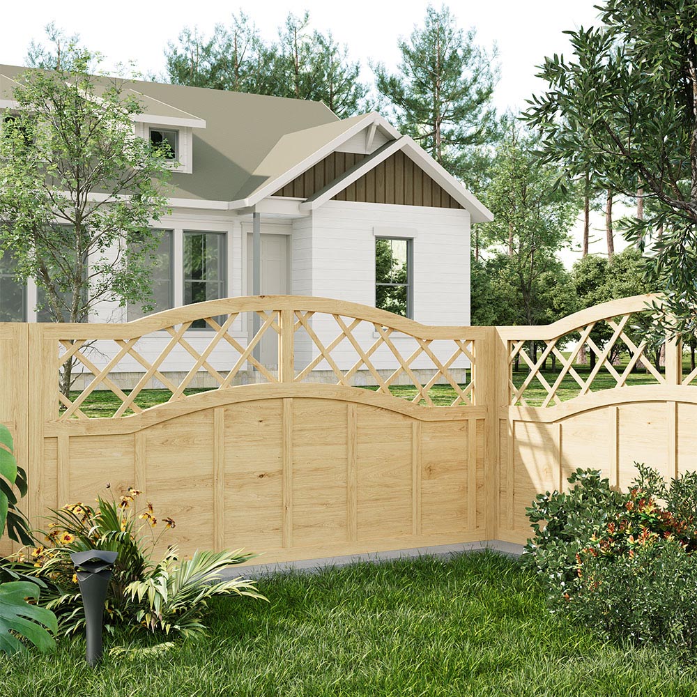 Living and Home Wooden Garden Fence Panel with Lattice Top 6 x 3ft