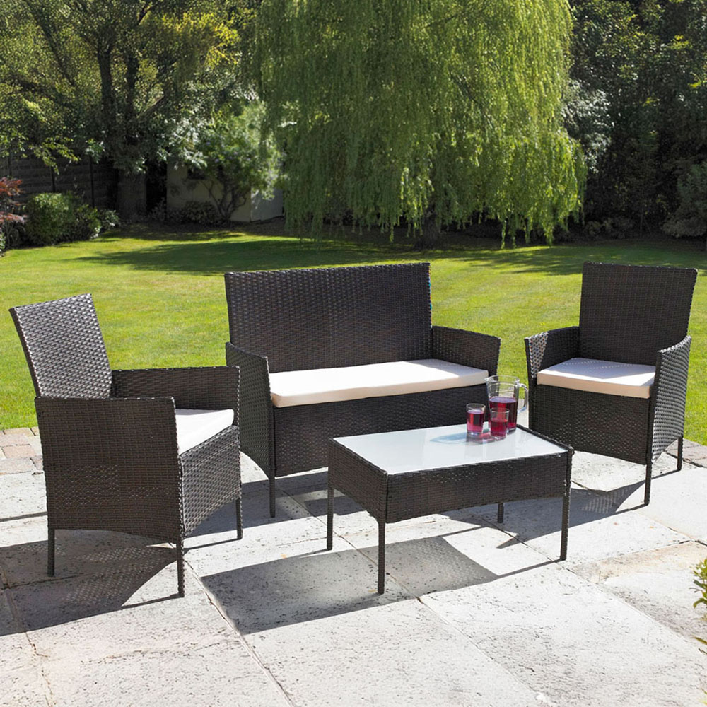 Neo 4 Seater Brown Rattan Outdoor Furniture Garden Sofa Set