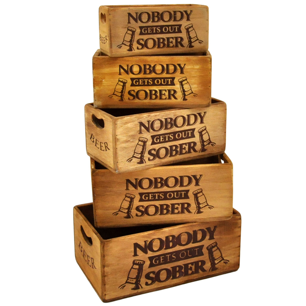 Acacia Home Nobody Gets Out Sober Waxed Box Set of 5