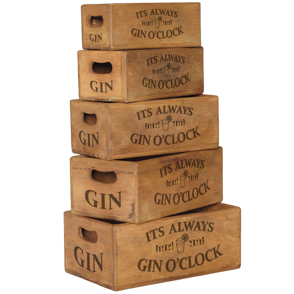 Acacia Home Its Always Gin O'Clock Waxed Box Set of 5