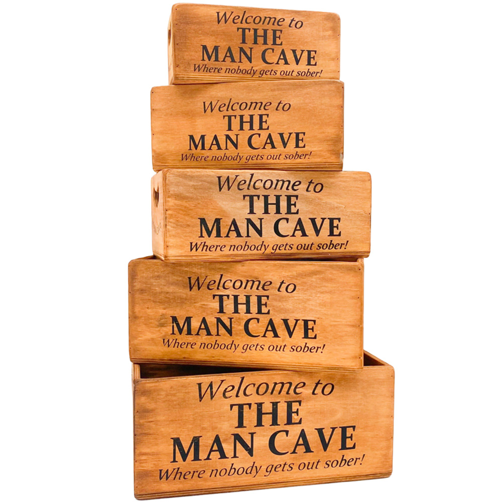 Acacia Home Welcome to The Man Cave Waxed Box Set of 5