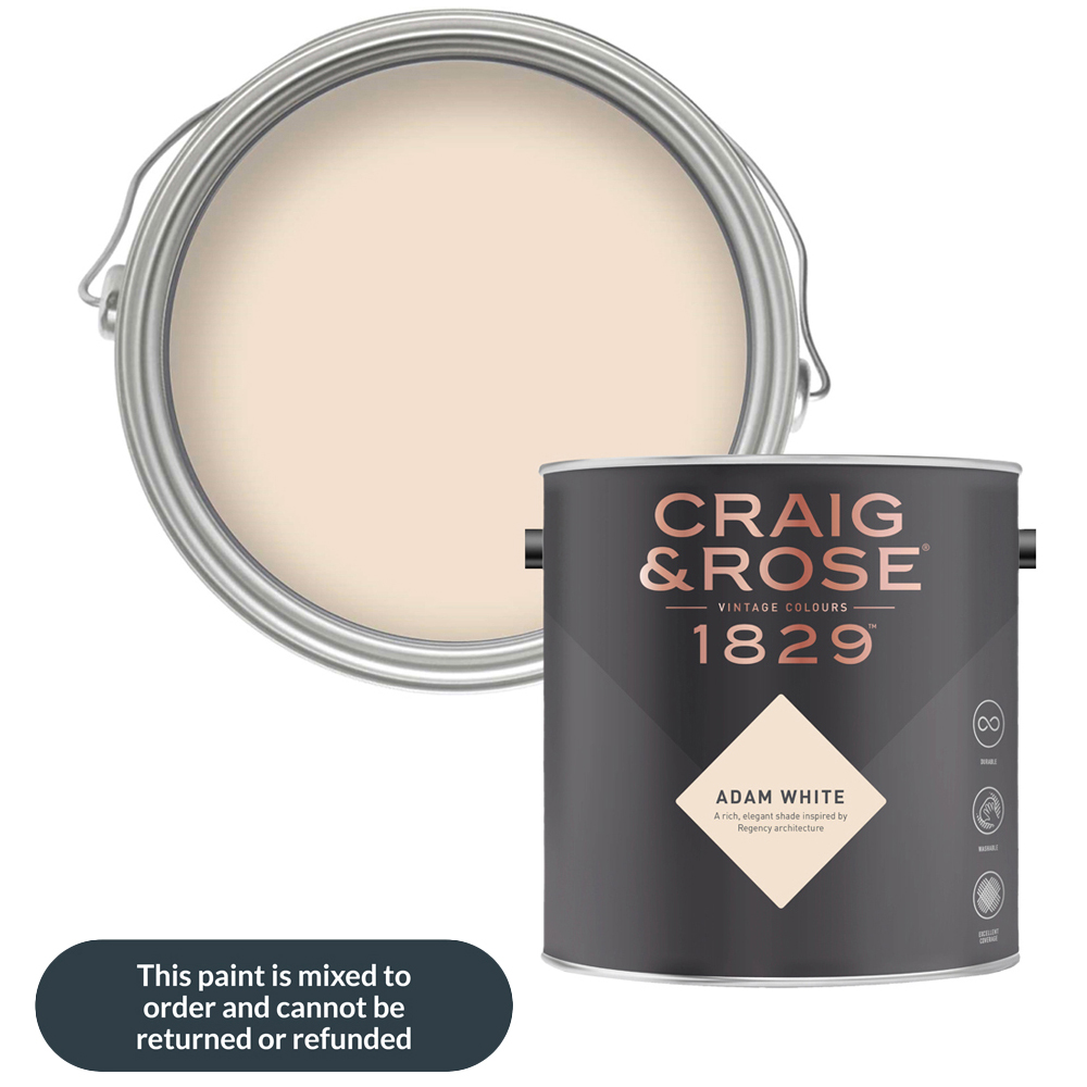 Craig & Rose Walls and Ceilings Adam White Chalky Emulsion Paint 5L