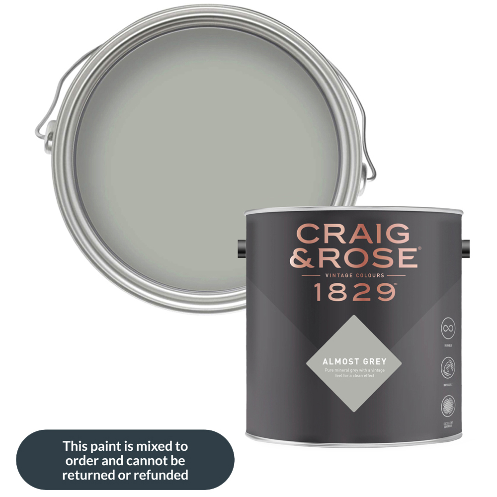 Craig & Rose Walls and Ceilings Almost Grey Chalky Emulsion Paint 5L